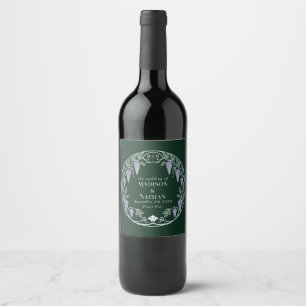 Silver Art Nouveau Purple Wisteria Wedding Wine Label