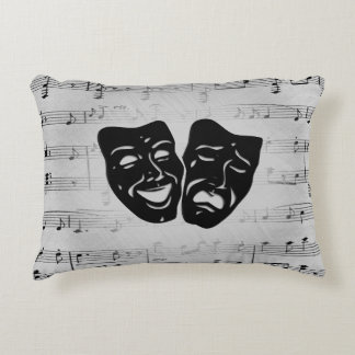 Silver Art Unites Theater Masks Accent Pillow