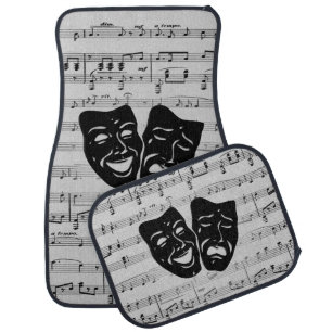 Silver Art Unites Theater Masks Car Floor Mat