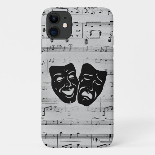 Silver Art Unites Theater Masks iPhone 11 Case