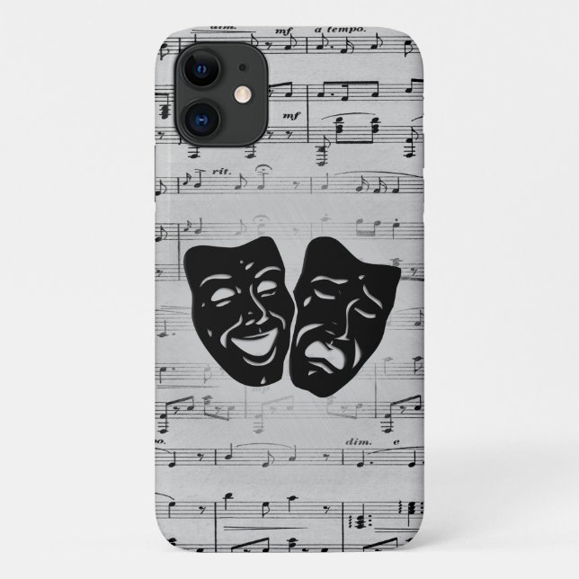 Silver Art Unites Theater Masks Case-Mate iPhone Case (Back)