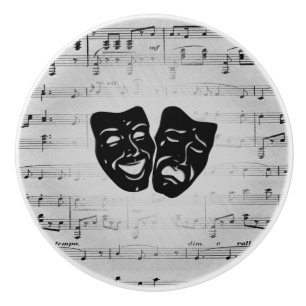 Silver Art Unites Theater Masks Ceramic Knob