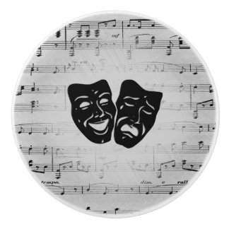 Silver Art Unites Theater Masks Ceramic Knob