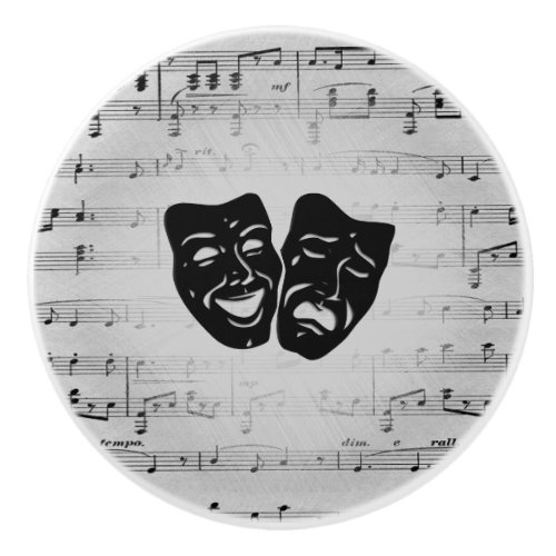 Silver Art Unites Theater Masks Ceramic Knob