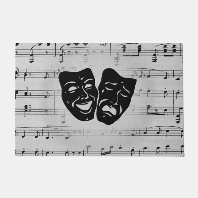 Silver Art Unites Theater Masks Doormat (Front)