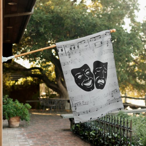 Silver Art Unites Theater Masks House Flag