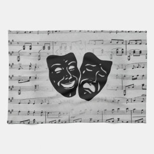 Silver Art Unites Theater Masks Kitchen Towel