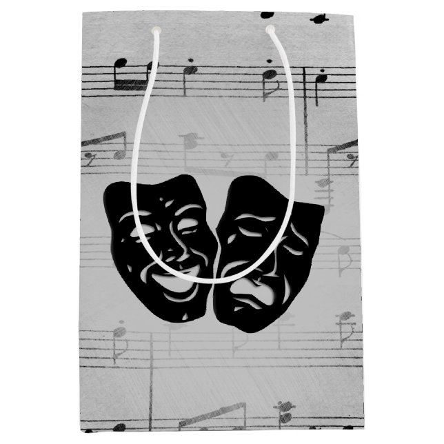 Silver Art Unites Theater Masks Medium Gift Bag (Front)