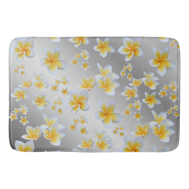 silver,asian, yellow, white, bloom, bright, gold, bath mat (Front)