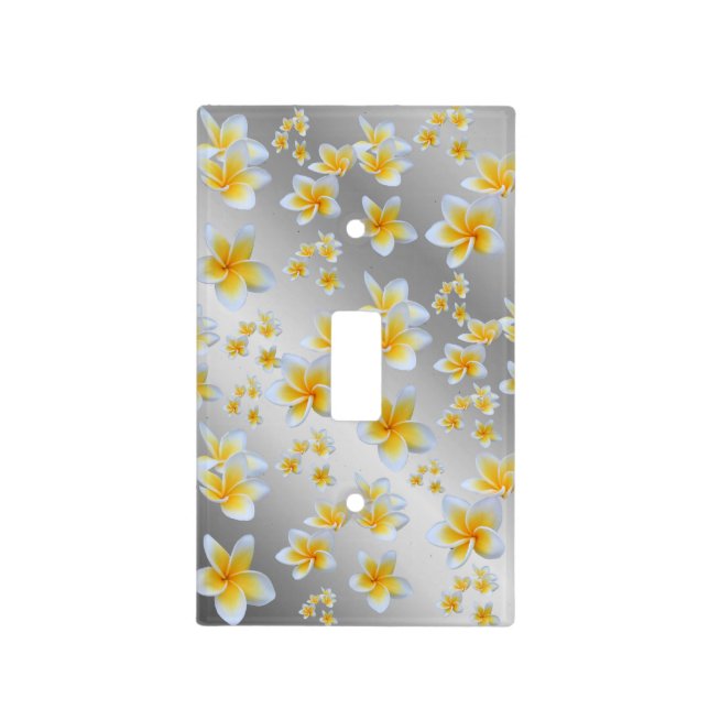 silver,asian, yellow, white, bloom, bright, gold, light switch cover (Front)