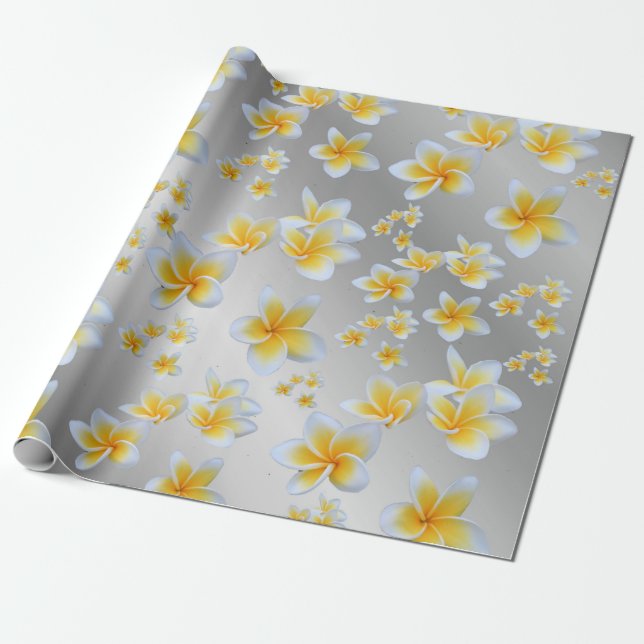 silver,asian, yellow, white, bloom, bright, gold, wrapping paper (Unrolled)