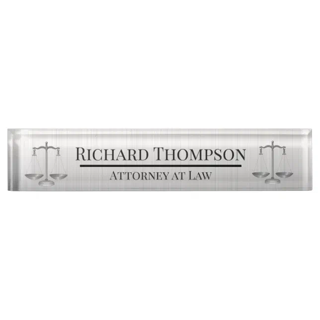 Silver Attorney at Law Desk Name Plate Zazzle