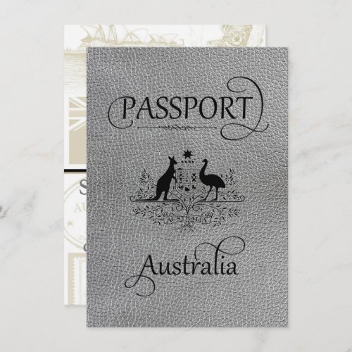 Silver Australia Passport Save the Date Card