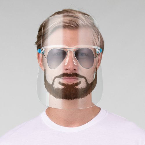 Silver Aviator Sunglasses With Beard  Moustache Face Shield