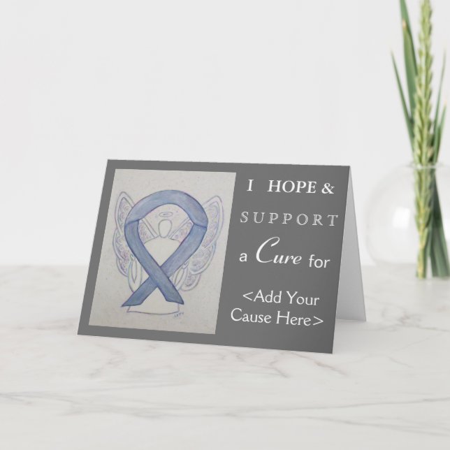 Silver Awareness Ribbon Angel Art Greeting Cards (Front)