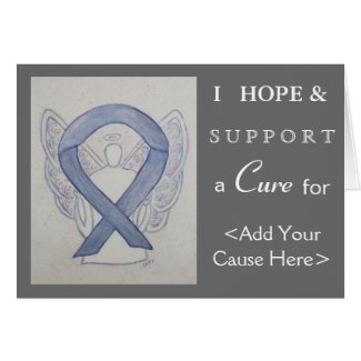 Silver Awareness Ribbon Angel Art Greeting Cards