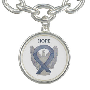 Silver Awareness Ribbon Angel Charm Bracelet
