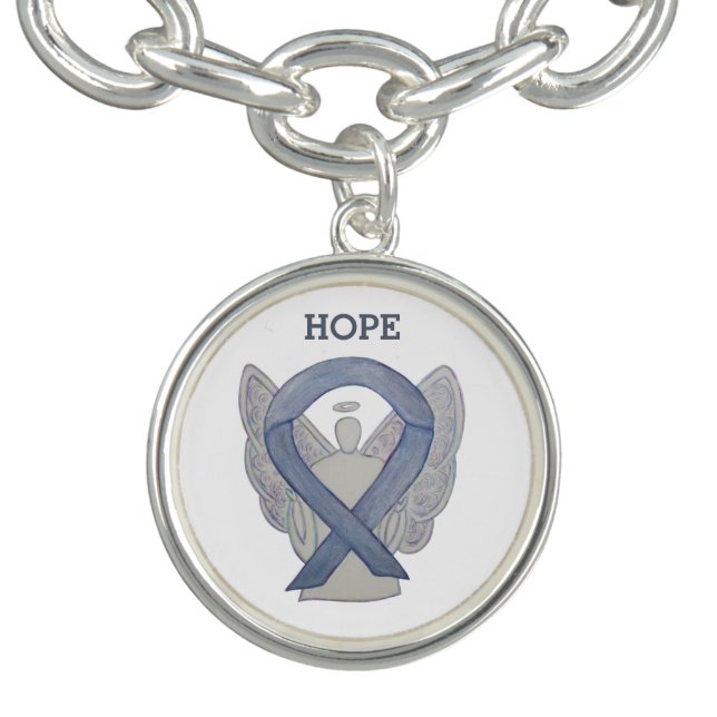 Silver Awareness Ribbon Angel Charm Bracelet (Design)