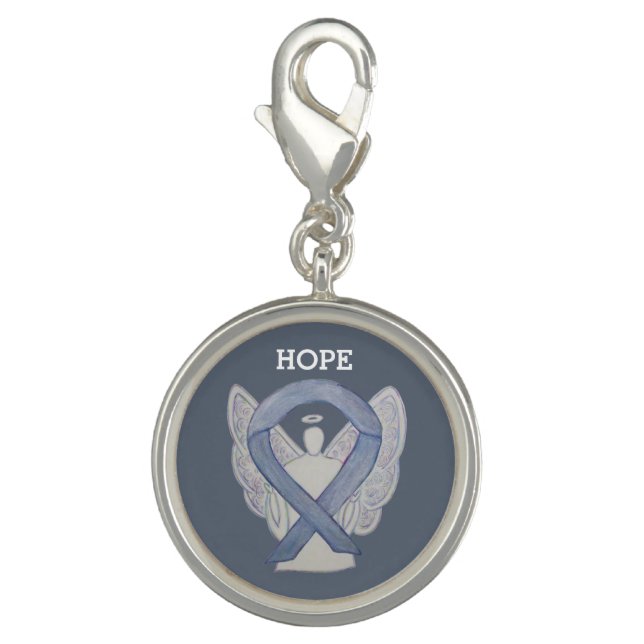 Silver Awareness Ribbon Angel Charm Bracelet (Front)