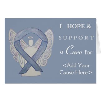 Silver Awareness Ribbon Angel Custom Greeting Card