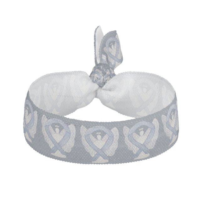 Silver Awareness Ribbon Angel Custom Hair Ties (Front)