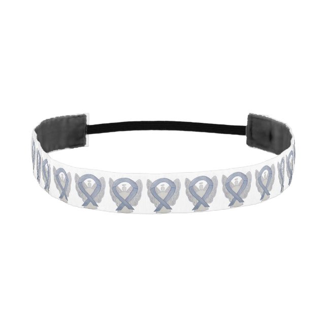 Silver Awareness Ribbon Angel Custom Headband (Front)