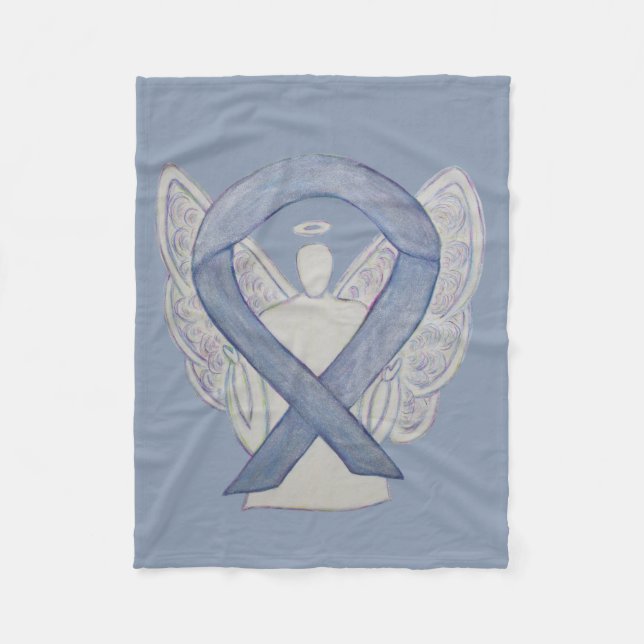 Silver Awareness Ribbon Angel Custom Soft Blanket (Front)