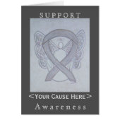 Silver Awareness Ribbon Angel Customized Card (Front)