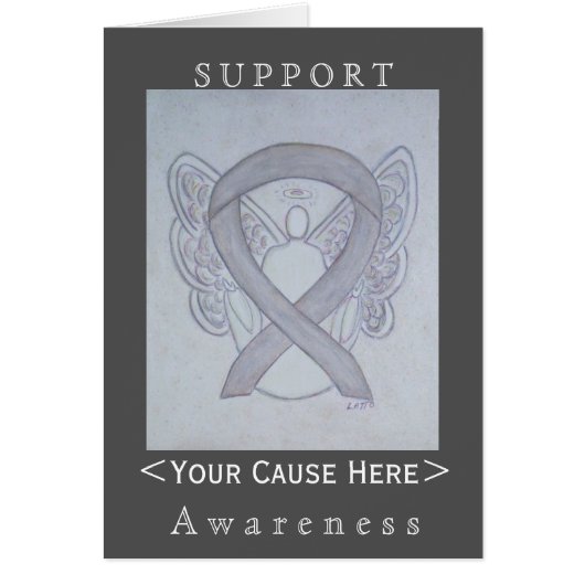 Silver Awareness Ribbon Angel Customized Card (Front)