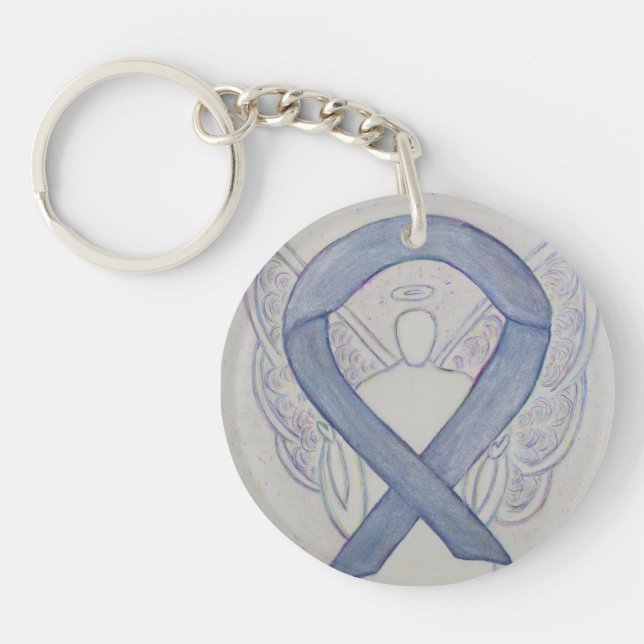 Silver Awareness Ribbon Angel Customized Key chain (Front)