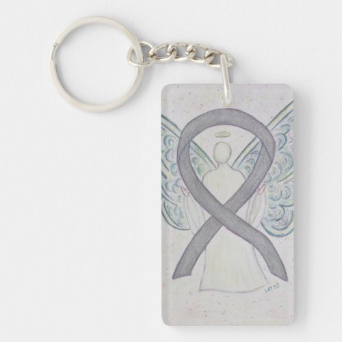 Silver Awareness Ribbon Angel Customized Key chain