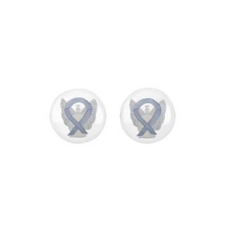 Silver Awareness Ribbon Angel Jewelry Earrings