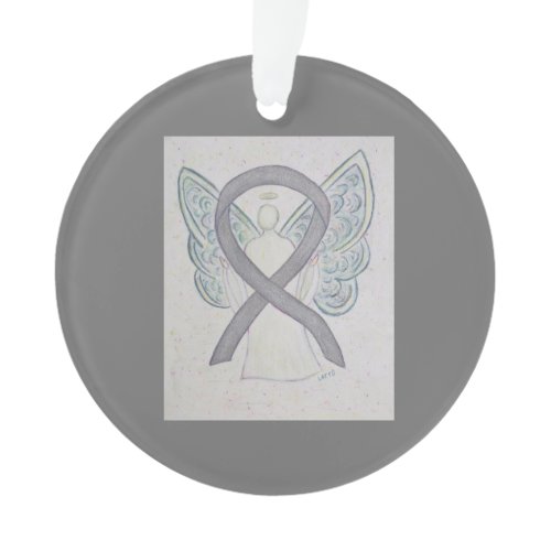 Silver Awareness Ribbon Angel Ornaments