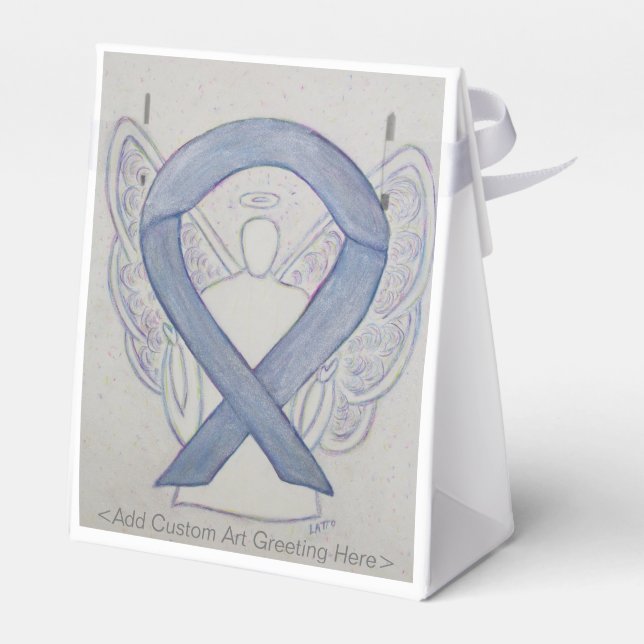 Silver Awareness Ribbon Angel Party Favor Boxes (Back Side)