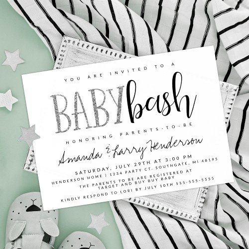 Silver Baby Bash Couples Baby Shower Invitation