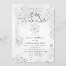 Silver Baby its Cold Outside Winter Baby Shower Invitation