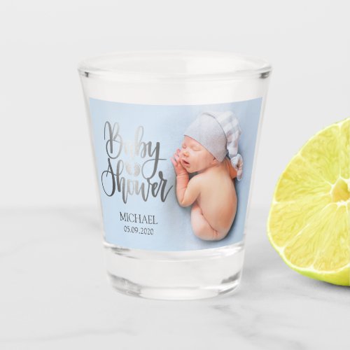 Silver Baby Shower Feet Photo Shot Glass