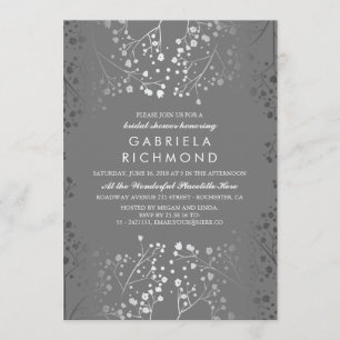 Silver Baby's Breath Bridal Shower Invitation