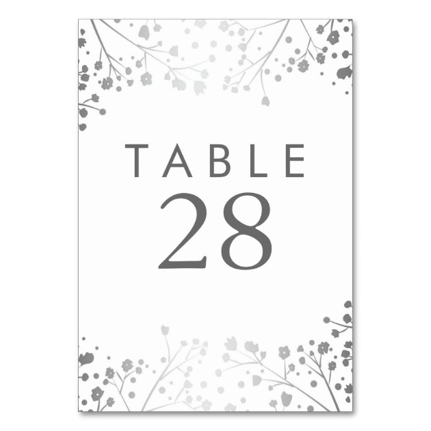 Silver Baby's Breath Wedding Table Number