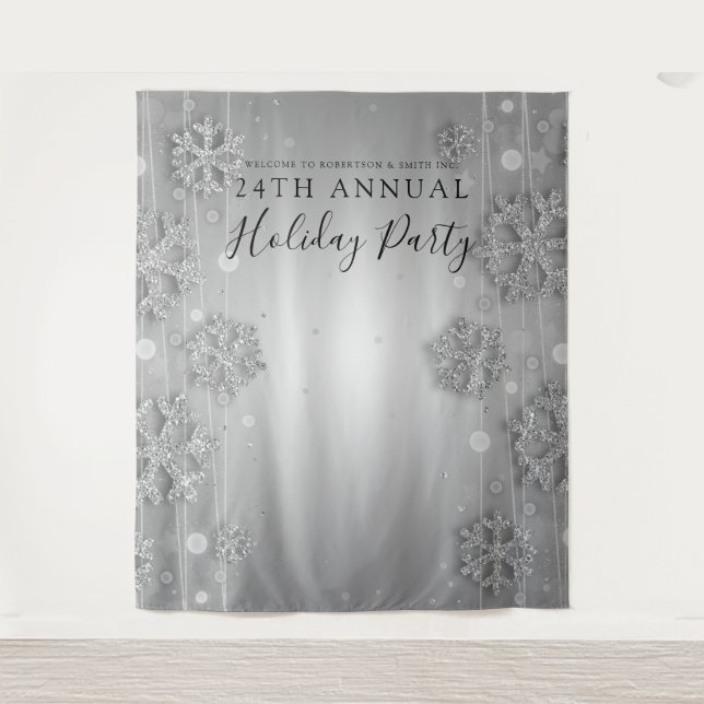 Silver Backdrop Corporate Holiday Party Winter (Front)