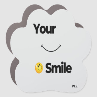 Silver Background Car Smile face Positive magnet