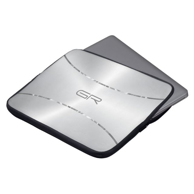 Silver Background stripes accent Laptop Sleeve (Front Top)