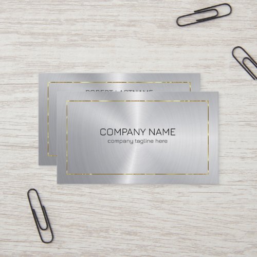 Silver background with gold border business card
