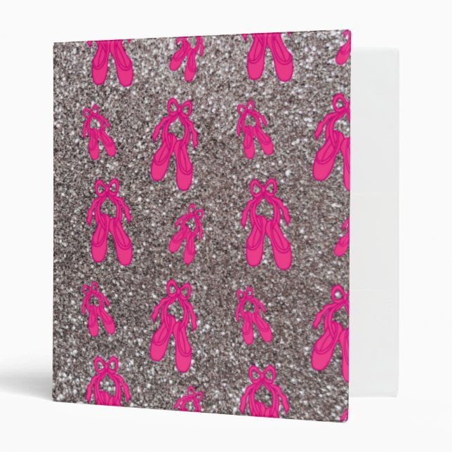 Silver ballet slippers glitter pattern binder (Front/Inside)