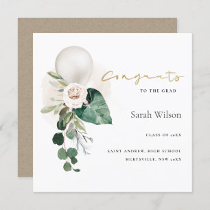SILVER BALLOON FLORAL GRAD CONGRATS ANNOUNCEMENT