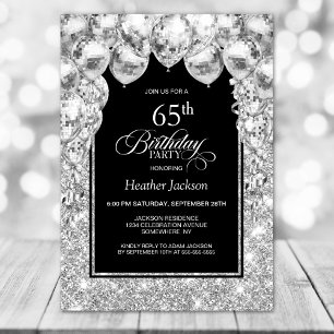 Silver Balloons 65th Birthday Party Invitation