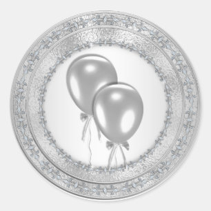 Silver Balloons Birthday Party Celebration Labels