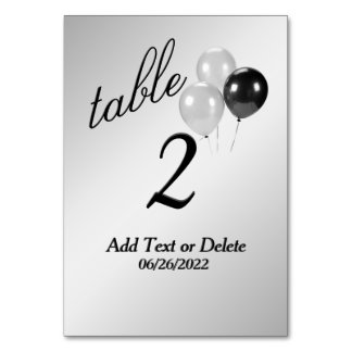Silver Balloons Custom Text Table Number