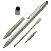 Silver Ballpoint Multi Tool Work Pen w/Level (Components)