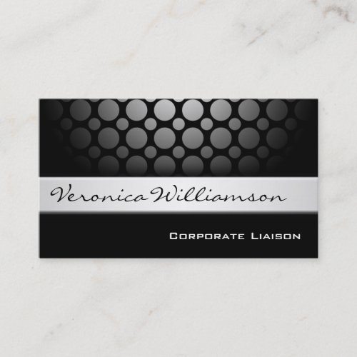 Silver Band Modern Black Business Cards